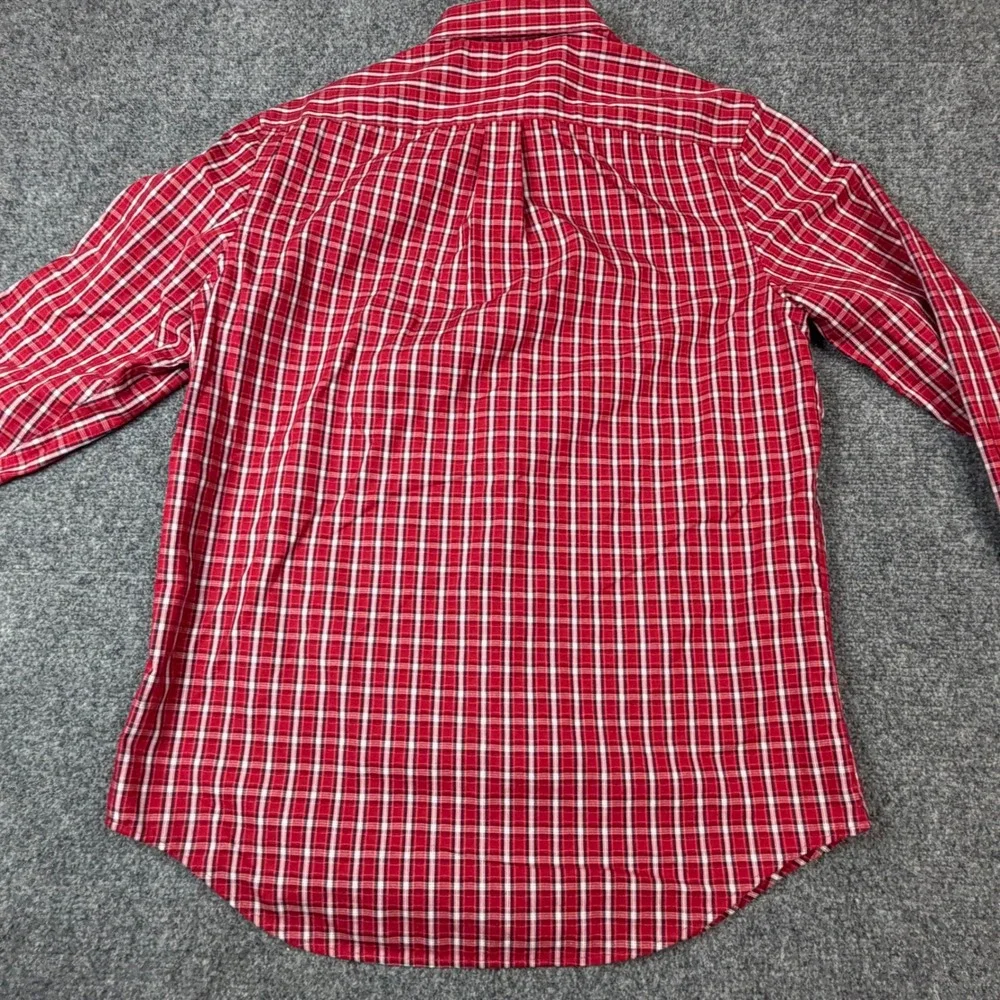 Banana Republic Slim Fit Shirt Red Plaid Long‎ Sleeve Mens Size M 15-15.5 33-34